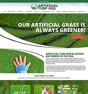 image of home page for an artificial turf company